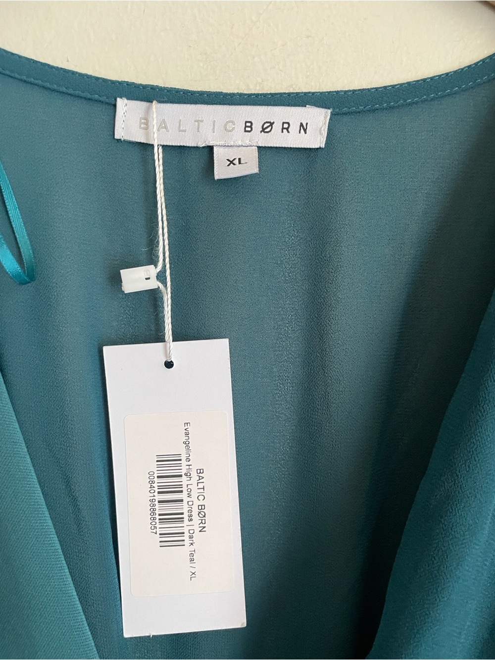 Baltic Born Evangeline Long Sleeve High Low Chiffon Dress Teal - Picture 5 of 13